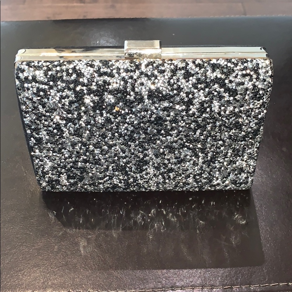 Black and silver bejwelled clutch